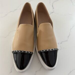 Karl Lagerfeld Tan and Black Women's Loafers - size 11 or 42